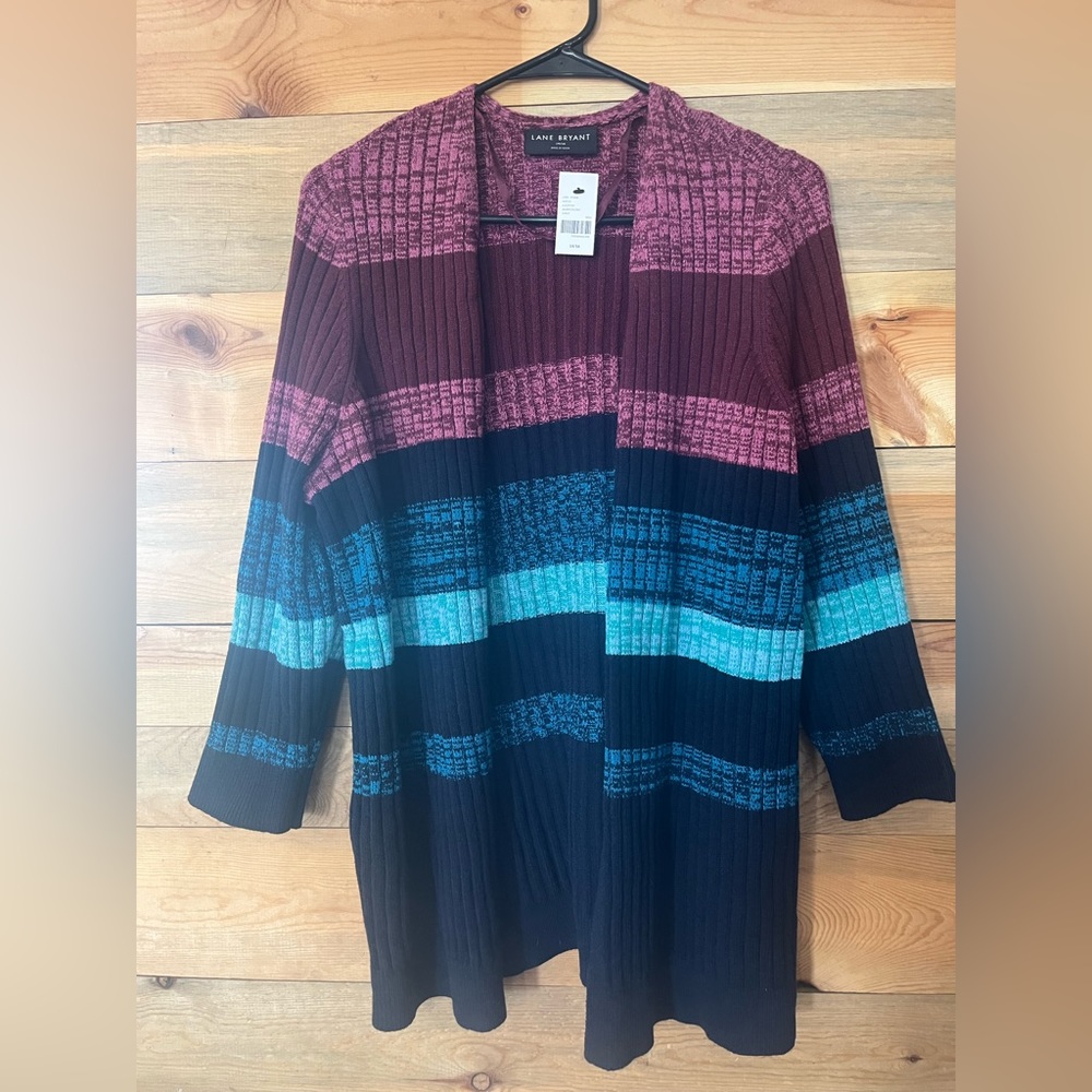 NWT Lane Bryant striped open front cardigan sweater 14/16